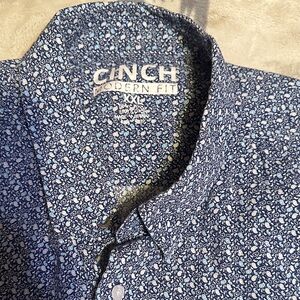 Cinch Men's Patterned Blue Button Down Shirt 100% cotton